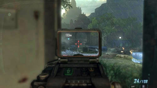 Run to the left, up the ramp to get to the blue house - Mission 02: CELERIUM - Missions: Walkthrough - Call of Duty: Black Ops II - Game Guide and Walkthrough