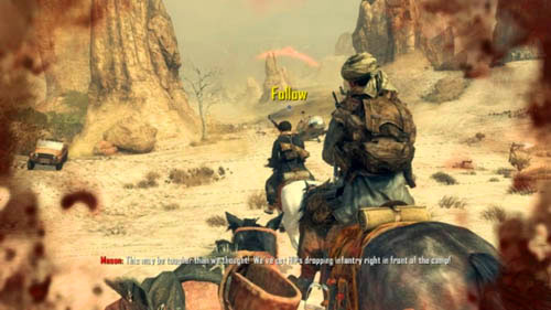 When your horse rears up, ride to the left and follow your team-mates - Mission 03: OLD WOUNDS - Missions: Walkthrough - Call of Duty: Black Ops II - Game Guide and Walkthrough