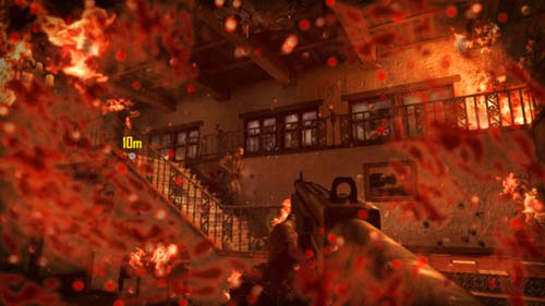 You can slowly and systematically finish off the enemies, or at random - hoping that the rage will protect you - run towards the front door - Mission 04: TIME AND FATE - Missions: Walkthrough - Call of Duty: Black Ops II - Game Guide and Walkthrough