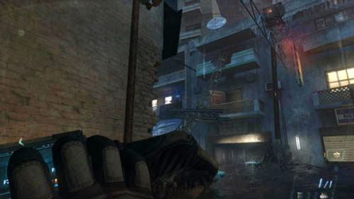 When the closest enemies are eliminated, run into the street and hide in one of the garages on the left, having previously killed the enemies who were hiding in it - Mission 05: FALLEN ANGEL - Missions: Walkthrough - Call of Duty: Black Ops II - Game Guide and Walkthrough