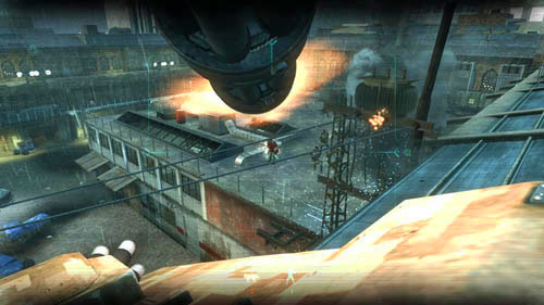 It is important to kill the soldiers with RPGs in the courtyard among the jeeps as soon as possible (first picture above), as well as to fire rockets at enemies with RPGs, who are on the roof on the right (second picture above) - Mission 05: FALLEN ANGEL - Missions: Walkthrough - Call of Duty: Black Ops II - Game Guide and Walkthrough