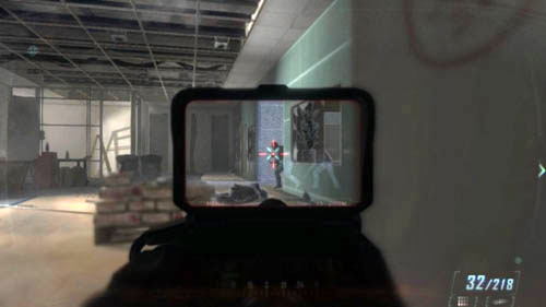 Start walking along the windows on the right, but when you notice three enemies running through the corridor to the right, immediately retreat and hide behind the wall to the right of Salazar - Mission 06: KARMA - Missions: Walkthrough - Call of Duty: Black Ops II - Game Guide and Walkthrough