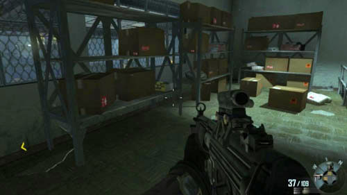 After you've turned right, immediately kill the enemy, who is running up the opposite stairs leading down (first picture above) - Mission 07: SUFFER WITH ME - Missions: Walkthrough - Call of Duty: Black Ops II - Game Guide and Walkthrough