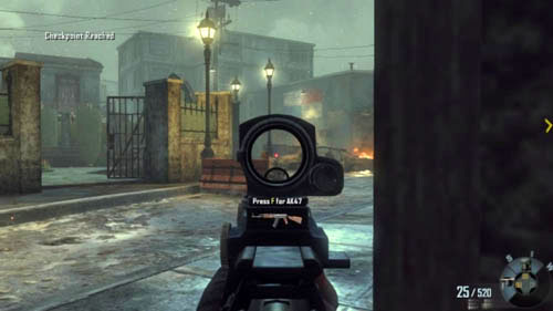In the next room there can be an enemy - kill him through the window on the left, then enter through the door on the right and immediately hide by the exit on the left, by the car - Mission 07: SUFFER WITH ME - Missions: Walkthrough - Call of Duty: Black Ops II - Game Guide and Walkthrough