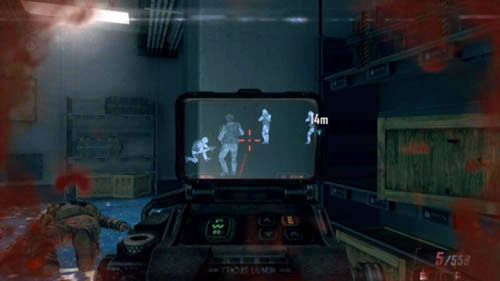Hide between the lockers on the left and get as close as possible to the opponents - Mission 09: ODYSSEUS - Missions: Walkthrough - Call of Duty: Black Ops II - Game Guide and Walkthrough