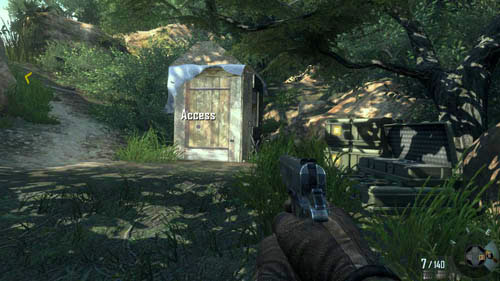 Later, when you put Woods on the ground and get the objective to enter the village, do not do it yet, just pay attention to the small wooden storage box to the right of the entrance leading up (picture above) - Mission 01: PYRRHIC VICTORY - Missions: Challenges - Call of Duty: Black Ops II - Game Guide and Walkthrough