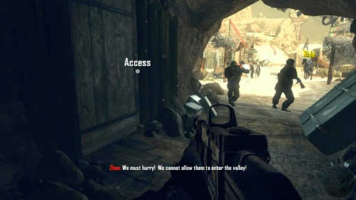 After the conversation with Mujahideen leader, right in front of the exit you will notice a wooden door on the left - Mission 03: OLD WOUNDS - Missions: Challenges - Call of Duty: Black Ops II - Game Guide and Walkthrough