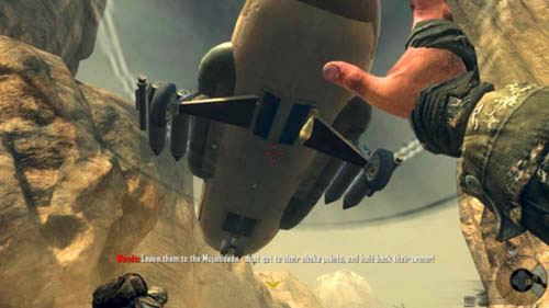 When your horse rears up, wait two seconds and then ride toward the helicopter (not the first one that will crash on the left or right, after it' gets hit) - Mission 03: OLD WOUNDS - Missions: Challenges - Call of Duty: Black Ops II - Game Guide and Walkthrough
