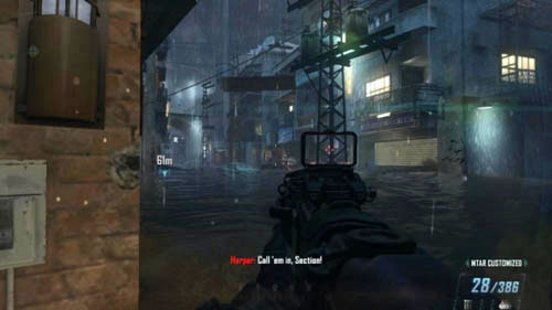 Right at the beginning of the level, after exiting the building with the CLAWs you'll find yourself at one end of a long, flooded street (picture above) - Mission 05: FALLEN ANGEL - Missions: Challenges - Call of Duty: Black Ops II - Game Guide and Walkthrough