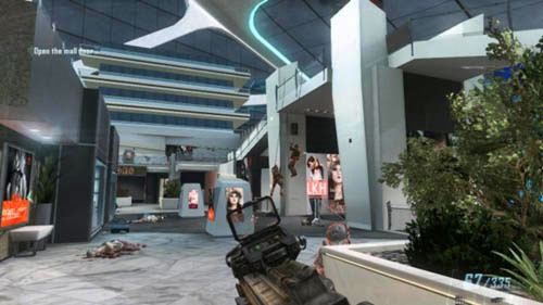 When you enter the mall, directly opposite you'll see a big sign saying CAFI - Mission 06: KARMA - Missions: Challenges - Call of Duty: Black Ops II - Game Guide and Walkthrough