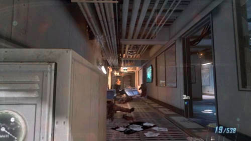 When you protect the SEALs and go down to the room below, clear it and then go down the next stairs, the third turret will be in the long hallway to the right (picture above) - Mission 09: ODYSSEUS - Missions: Challenges - Call of Duty: Black Ops II - Game Guide and Walkthrough