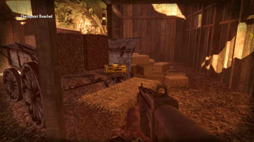 As Menendez, when you go to the stable, look at the cart on the right (first picture above) and take intel (1/3), which is lying on it (second picture above) - Mission 04: TIME AND FATE - Intel - Call of Duty: Black Ops II - Game Guide and Walkthrough