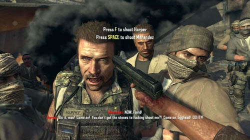 In the middle of the mission, when, as Farid you meet Menendez for the second time, after watching the cutscene you will need to make a decision (picture above) - Mission 08 - ACHILLES VEIL - Decisions, consequences, endings - Call of Duty: Black Ops II - Game Guide and Walkthrough