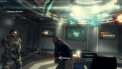 If DeFalco survived the confrontation, he will stand next to Salazar (this may happen only if only he took part in the confrontation or both he and Karma - see the details in the next section of the guide) (first picture above) - Mission 09 - ODYSSEUS - Decisions, consequences, endings - Call of Duty: Black Ops II - Game Guide and Walkthrough
