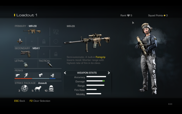 The equipment selection screen. - Introduction - Multiplayer - Call of Duty: Ghosts - Game Guide and Walkthrough