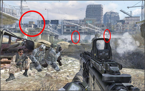 Quickly stand up and run to the cover (for example a car) - Act I - Team Player - Campaign - Call of Duty: Modern Warfare 2 - Game Guide and Walkthrough