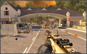 Under no circumstances should you walk along the centre on the road, move from one house to another - Act II - Exodus - Campaign - Call of Duty: Modern Warfare 2 - Game Guide and Walkthrough
