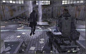 Your target, a hole in the floor, is at the end of the dressing room - Act II - The Gulag - Campaign - Call of Duty: Modern Warfare 2 - Game Guide and Walkthrough
