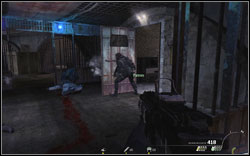 While repelling the attacks with the shield, once you get to the first passage (blue lights), the laptop is in an opened cell on the right - Intel Location - Act II - Intel location - Call of Duty: Modern Warfare 2 - Game Guide and Walkthrough