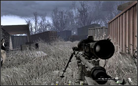 Two enemies talking in the distance. - Charlie - Hidden - Spec Ops - Call of Duty: Modern Warfare 2 - Game Guide and Walkthrough