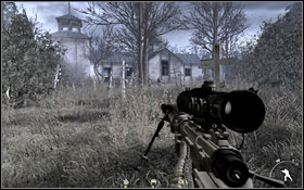 Sniper on the tower, three enemies in the front - wait for one of them to enter the building. - Charlie - Hidden - Spec Ops - Call of Duty: Modern Warfare 2 - Game Guide and Walkthrough