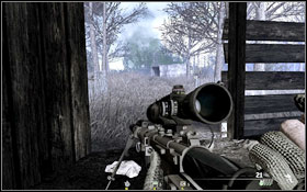 One sniper on the left side of the barn. - Charlie - Hidden - Spec Ops - Call of Duty: Modern Warfare 2 - Game Guide and Walkthrough