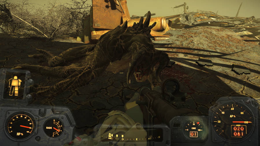 A deadly Deathclaw, iconic of the Fallout franchise... Well, it was deadly before I gave it a dirt nap