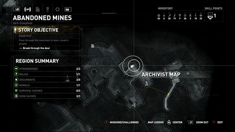 Rise Of The Tomb Raider mines Archivist Map 1