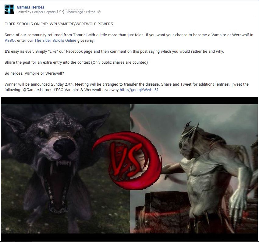 Elder Scrolls Online Werewolf And Vampire Giveaway