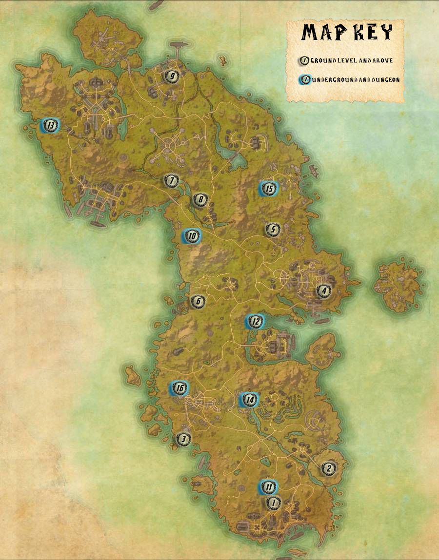 Auridon Skyshards Locations Map Guide