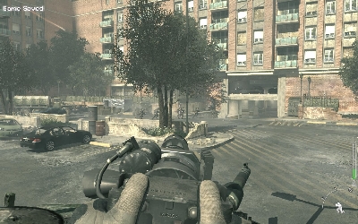 Move toward allied tanks and use rapid-fire machinegun to eliminate enemies on the street - [Act II] Goalpost - Walkthrough - Call of Duty: Modern Warfare 3 - Game Guide and Walkthrough