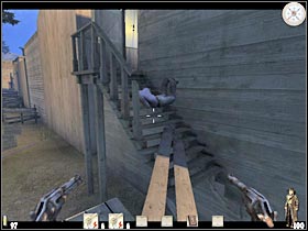 You will have to use the staircase in order to reach the upper level - Chapter III: Level 1 Walkthrough - Chapter III - Call of Juarez - Game Guide and Walkthrough