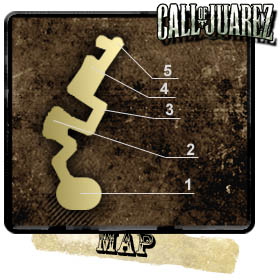 The map is presenting the early part of the chapter, during the dangerous way through the trenches - Chapter I - Walkthrough - part 1 - Call of Juarez: Bound in Blood - Game Guide and Walkthrough