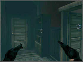 The first secret in located in the bookshelf, upstairs the saloon at the beginning of the chapter (right next to the open door) - Chapter III - Secrets - Call of Juarez: Bound in Blood - Game Guide and Walkthrough