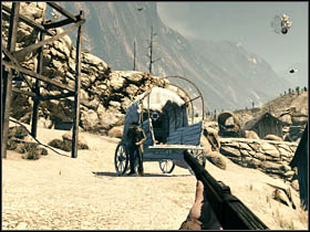 First wave of enemies will hit you from the front, another one from the left side (next to the big and dark barn) - Chapter V - Walkthrough - Call of Juarez: Bound in Blood - Game Guide and Walkthrough