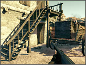 An enter to his house is even easier, just brake down the door under the stairs - Chapter VI - Brothers - Call of Juarez: Bound in Blood - Game Guide and Walkthrough