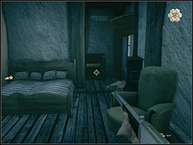 It is hidden in the safe in Ramos' house, in the room upstairs from which your target will escape (during side mission) - Chapter V - Secrets - Call of Juarez: Bound in Blood - Game Guide and Walkthrough