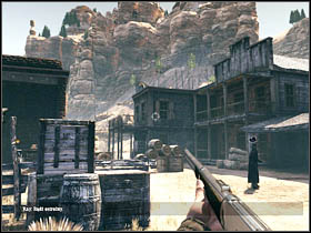 When you will find yourself between buildings, leave your horse and go over the fence (the methods depends on the brother) - Chapter VII - Walkthrough - part 1 - Call of Juarez: Bound in Blood - Game Guide and Walkthrough