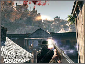 Being on the roof a few short battles will happen - Chapter VII - Walkthrough - part 2 - Call of Juarez: Bound in Blood - Game Guide and Walkthrough