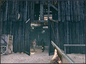 You can use that weapon as well to eliminate the second wave of opponents (nest to the dark barn) - Chapter VII - Walkthrough - part 2 - Call of Juarez: Bound in Blood - Game Guide and Walkthrough