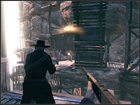 After leaving that cave once again follow your brother and go down the scaffolding - Chapter IX - Walkthrough - part 1 - Call of Juarez: Bound in Blood - Game Guide and Walkthrough