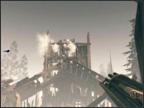After reaching the church [secret] wait until the main antagonist throw out from it a few dynamites and destroy the building - Chapter XIII - Walkthrough - Call of Juarez: Bound in Blood - Game Guide and Walkthrough