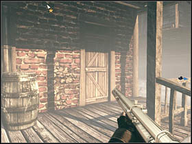 The first use of Ray's special ability will be triggered when you will reach the first building with enemies - Chapter XIII - Brothers - Call of Juarez: Bound in Blood - Game Guide and Walkthrough