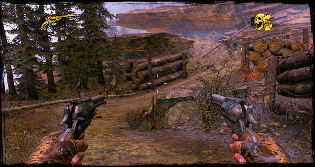 The path between the logs - Episode 4 - Gunfight at the Sawmill - Walkthrough - Call of Juarez: Gunslinger - Game Guide and Walkthrough