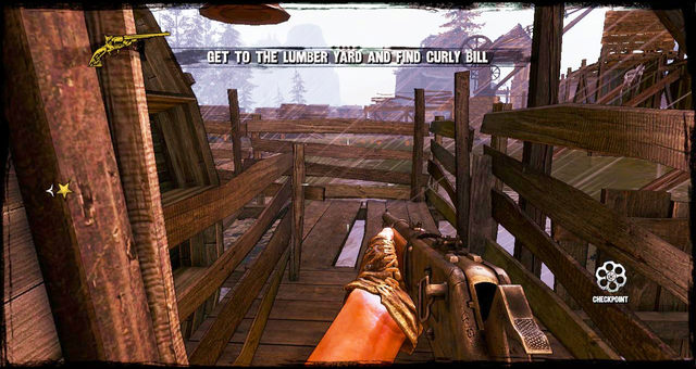 Wooden bridge between buildings - Episode 4 - Gunfight at the Sawmill - Walkthrough - Call of Juarez: Gunslinger - Game Guide and Walkthrough