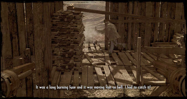 Jump back on the bridge and run after the spark as fast as you can - Episode 11 - 1:30 to Hell - Walkthrough - Call of Juarez: Gunslinger - Game Guide and Walkthrough