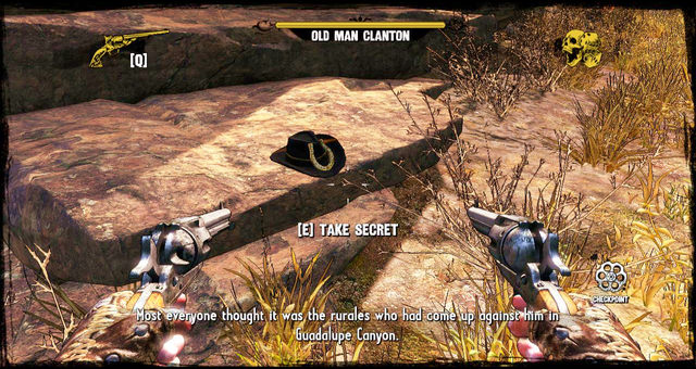 Flank Clanton on the left and you'll find the secret - Episode 3 - Nuggets of Truth (Secrets) - Call of Juarez: Gunslinger - Game Guide and Walkthrough