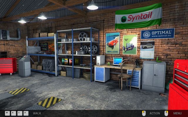 It is what you will see in the first garage. - Navigation in the garage - Basics of gameplay - Car Mechanic Simulator 2014 - Game Guide and Walkthrough
