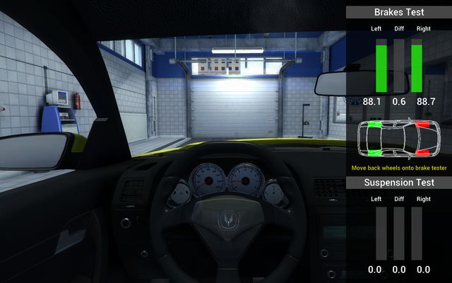 In the second place you will test the rear brakes. - Diagnostics - Basics of gameplay - Car Mechanic Simulator 2014 - Game Guide and Walkthrough
