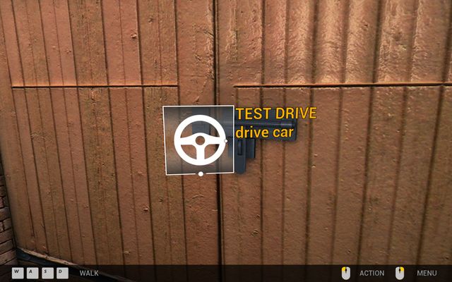 Garage's exit door gives you access to the maneuver square - you can perform the test drive there which allows you check condition of various car's components - First garage - Garage walks - Car Mechanic Simulator 2014 - Game Guide and Walkthrough